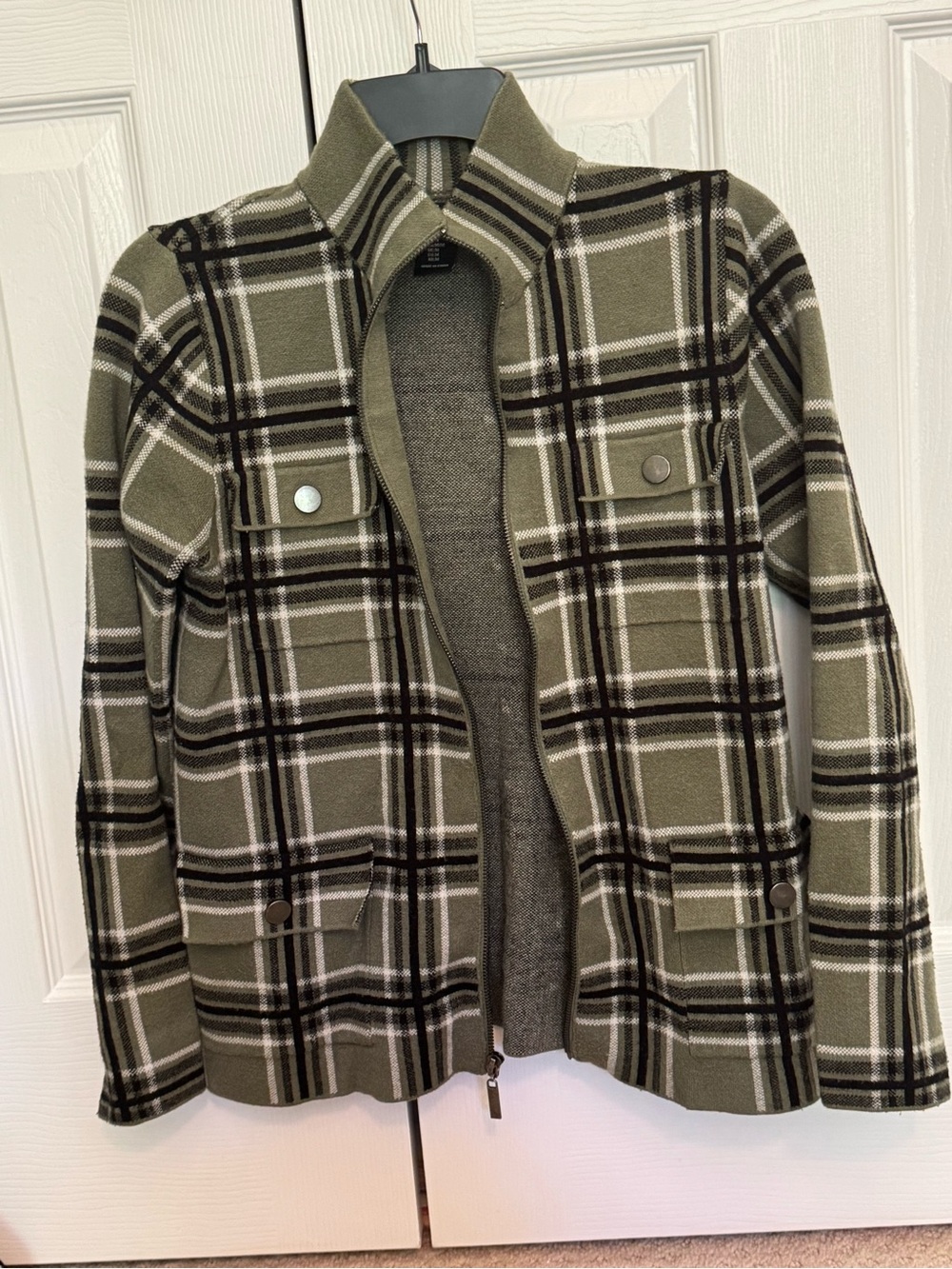 Rachel Zoe Olive and Black Striped Knit Jacket